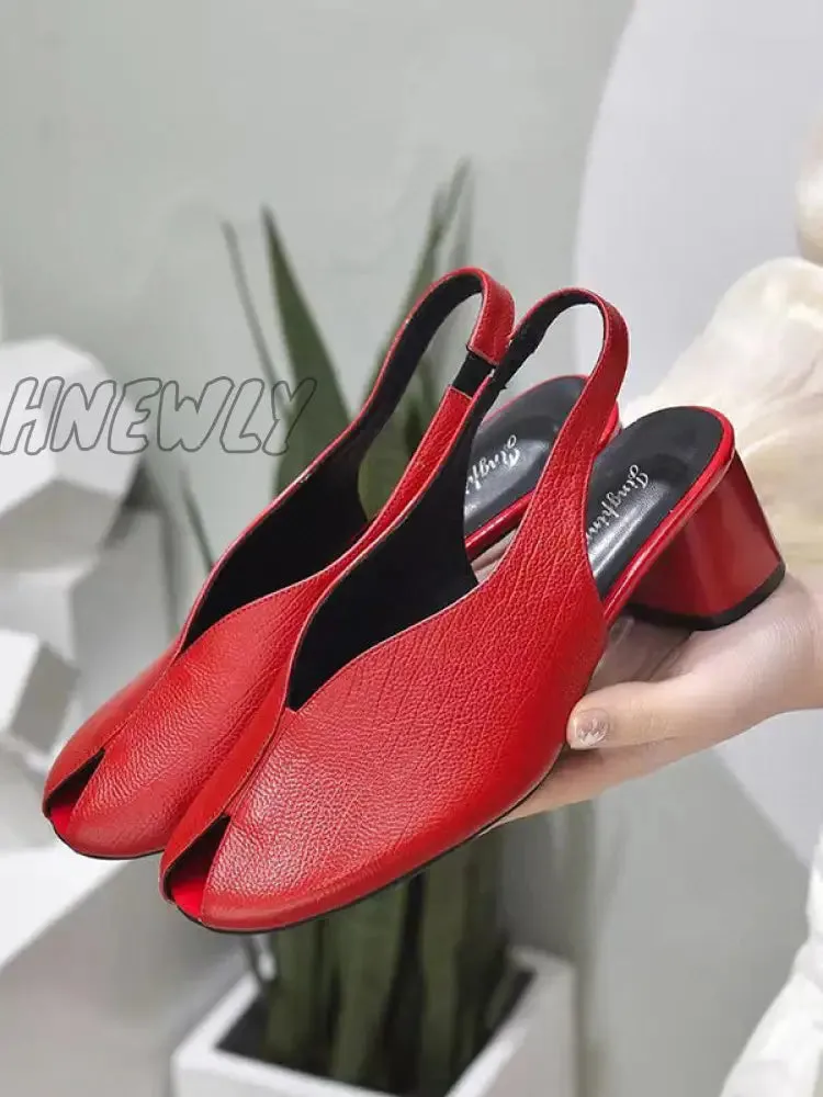 Hnewly - Open Toe Solid Color Shoes Pumps Sandals