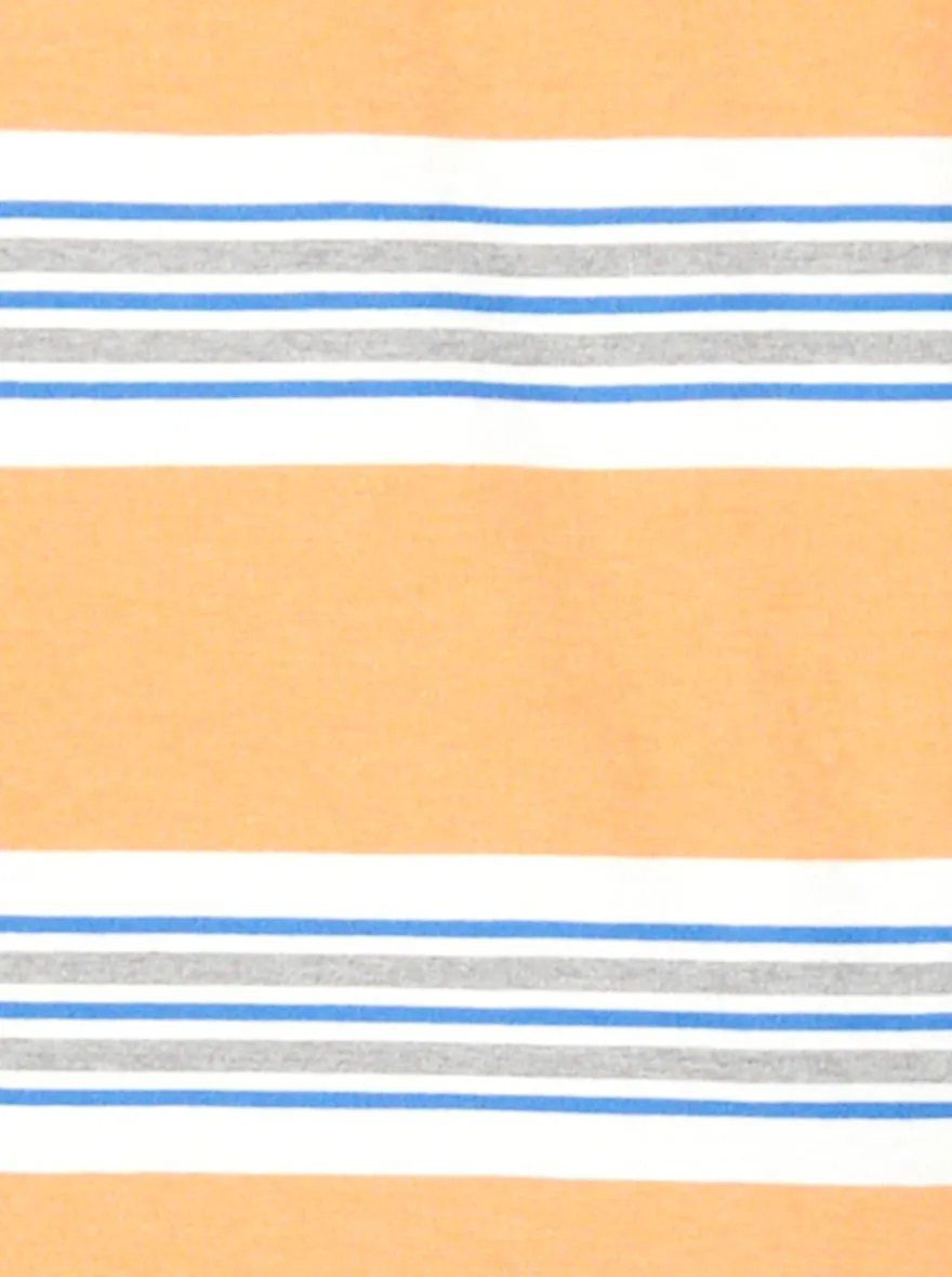 Honey Yellow & White Striped Slim Fit Polo T-shirt | Greenfibre