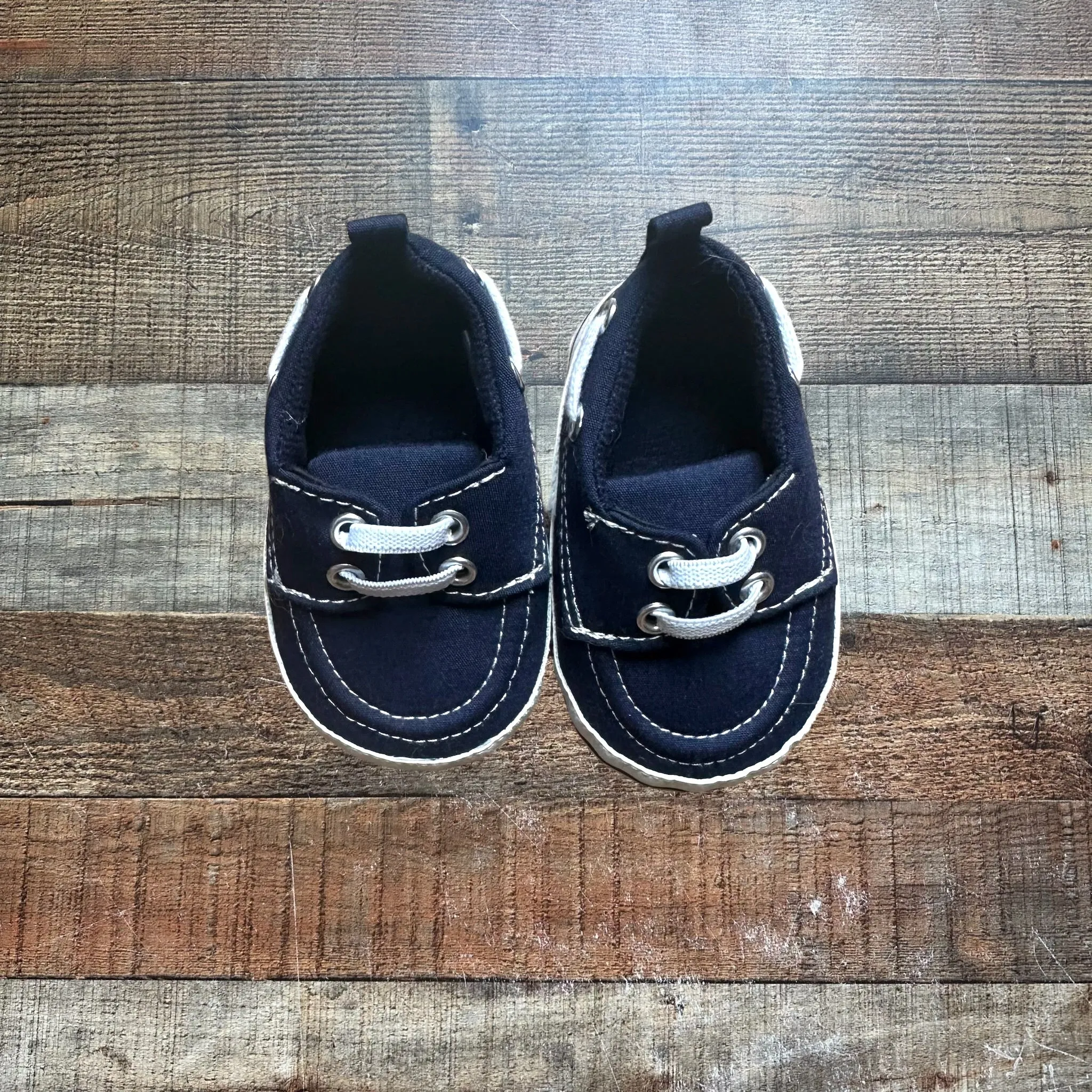 Hudson Baby Navy Boat Shoes Crib Shoes- Size 6-12M (Like New)