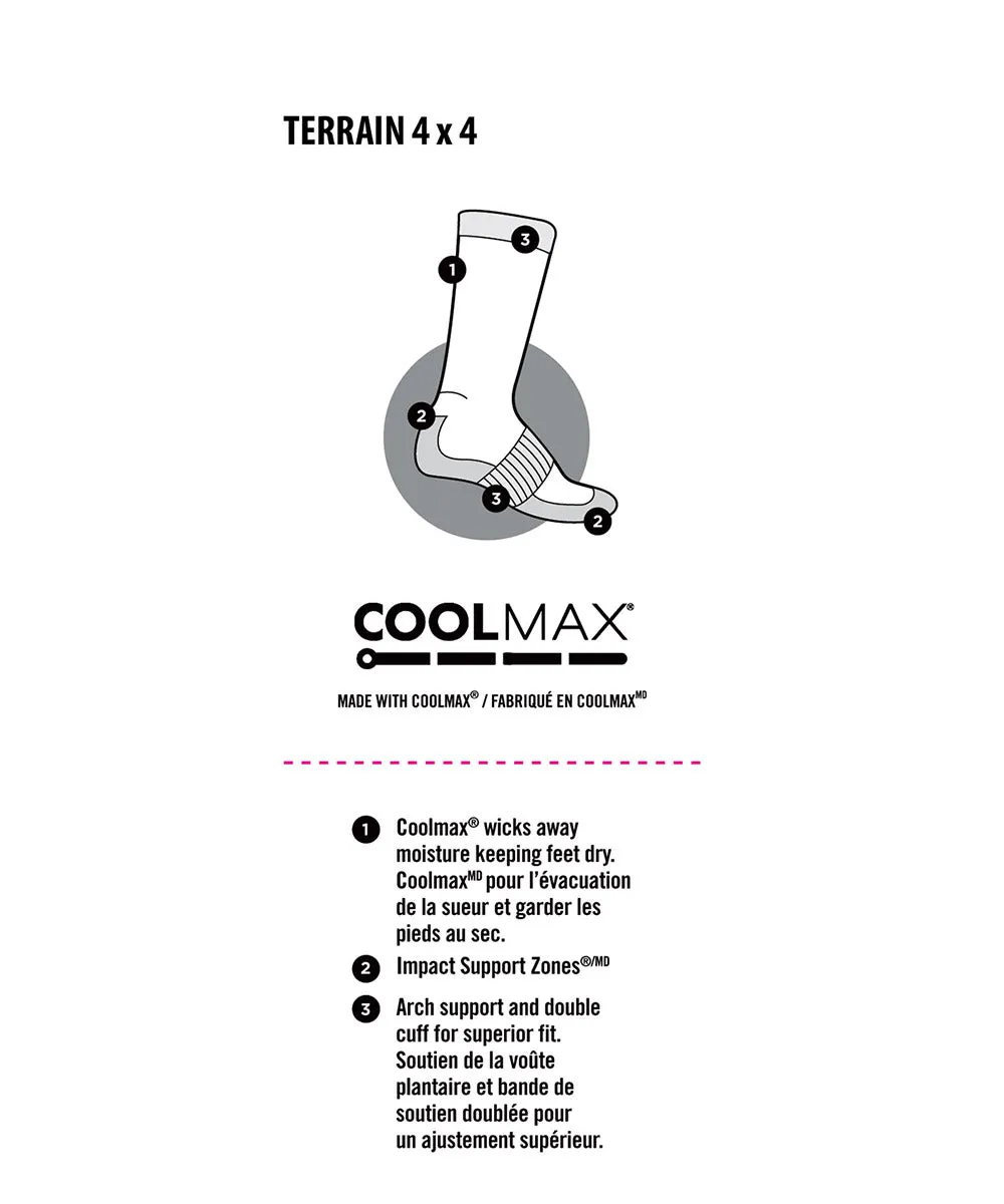 J.B. Field's "Terrain 4x4" Summer Coolmax Hiking Sock (Large)