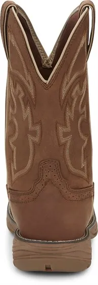Justin Saddle Tan Rush Broad Square Toe Work Boots for Men