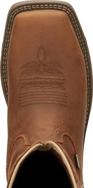Justin Saddle Tan Rush Broad Square Toe Work Boots for Men