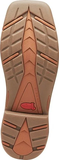 Justin Saddle Tan Rush Broad Square Toe Work Boots for Men