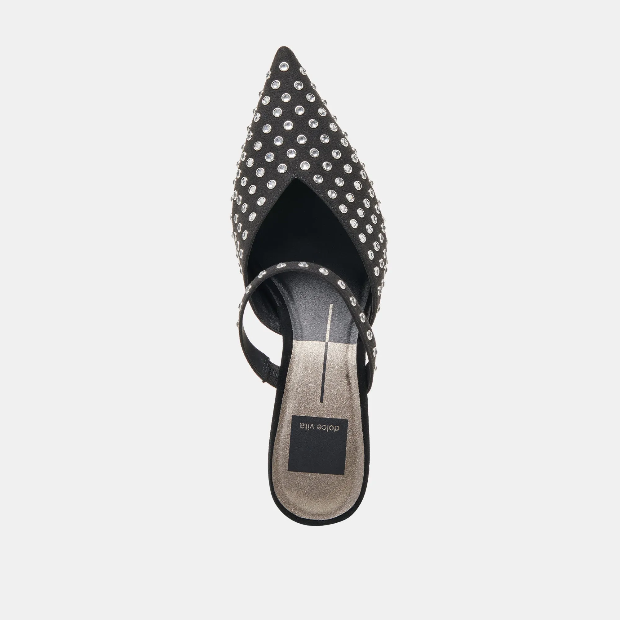 KANIKA MID CRYSTAL STUD HEELS BLACK CRYSTAL