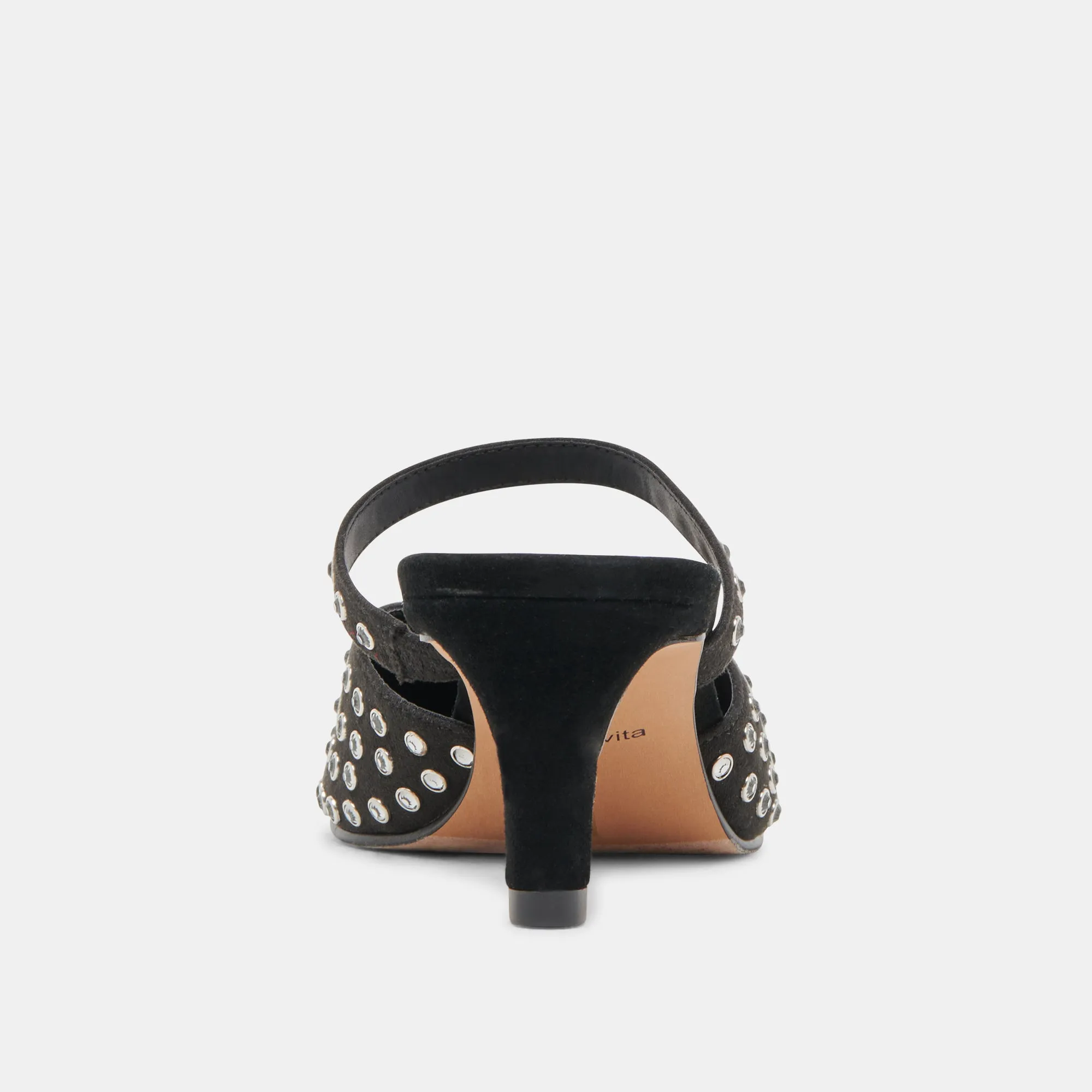 KANIKA MID CRYSTAL STUD HEELS BLACK CRYSTAL