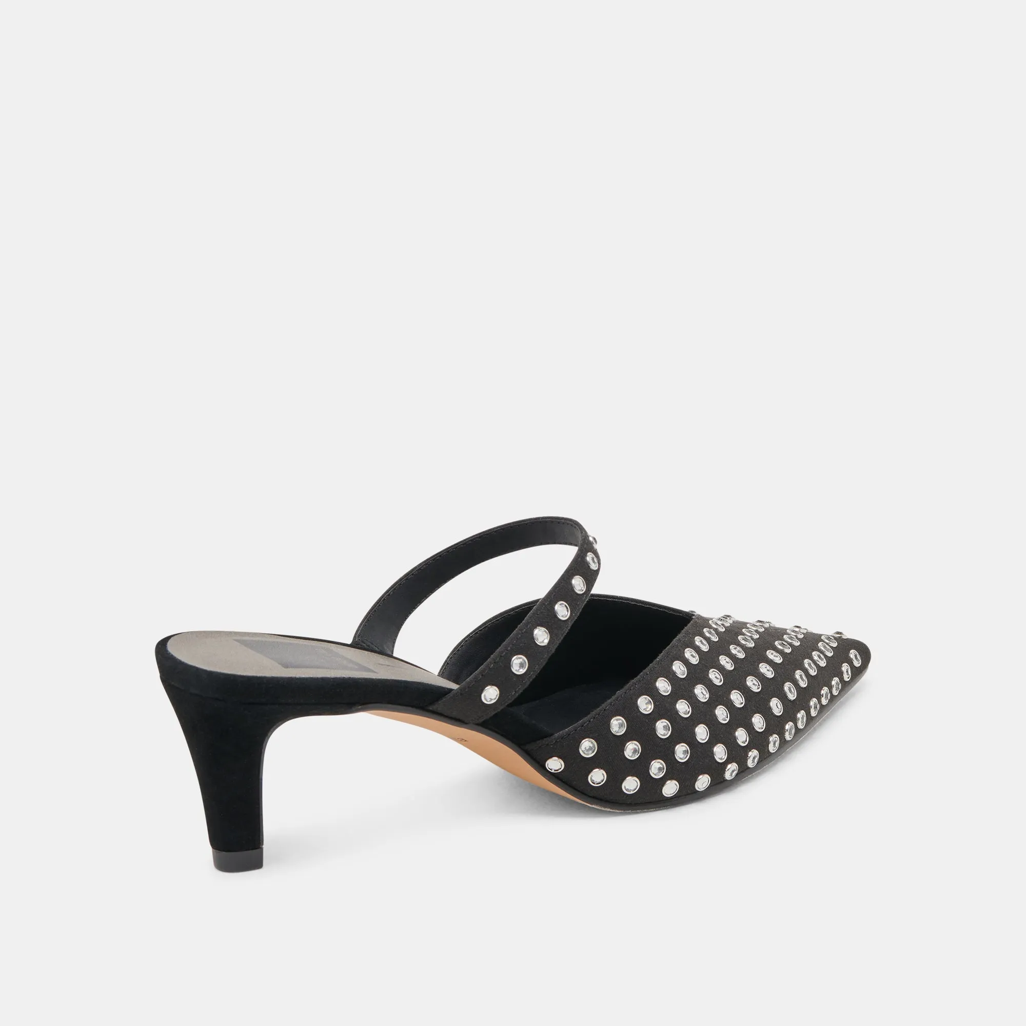 KANIKA MID CRYSTAL STUD HEELS BLACK CRYSTAL