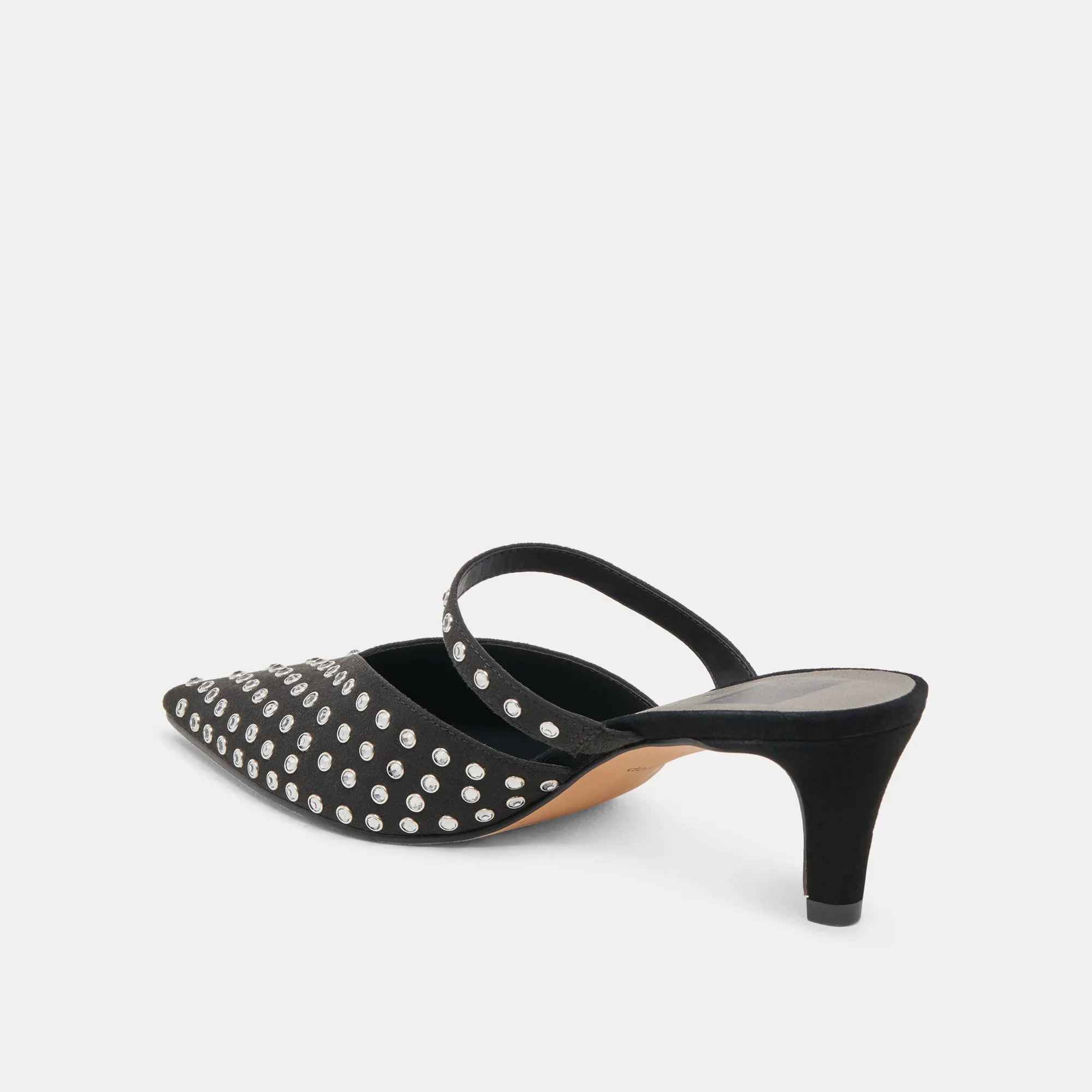 KANIKA MID CRYSTAL STUD HEELS BLACK CRYSTAL