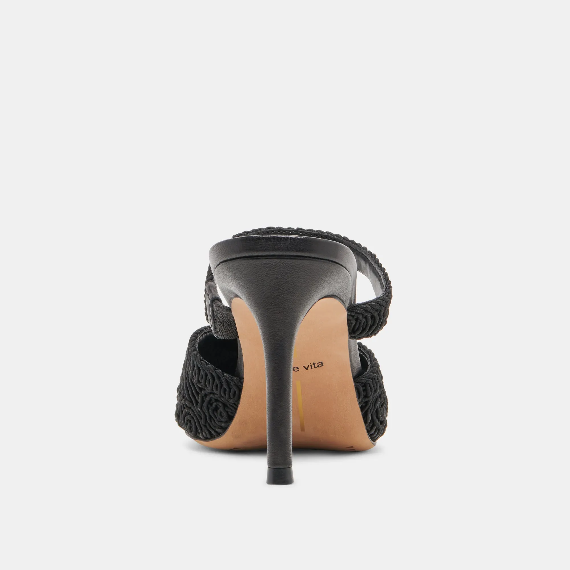 KASSY HEELS ONYX MACRAME