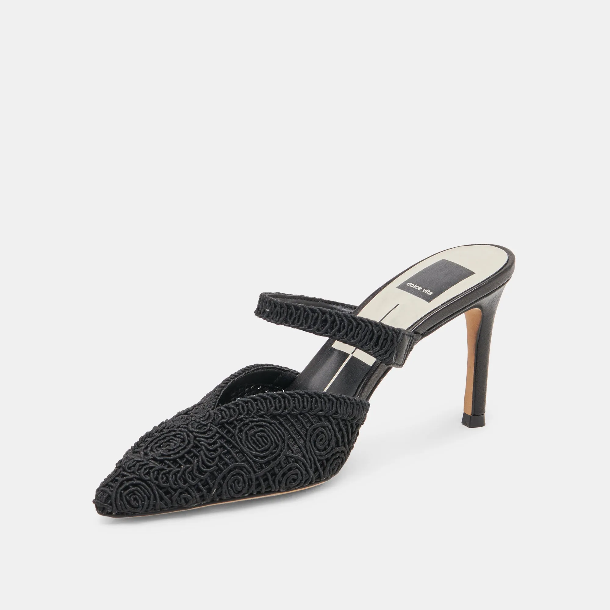 KASSY HEELS ONYX MACRAME