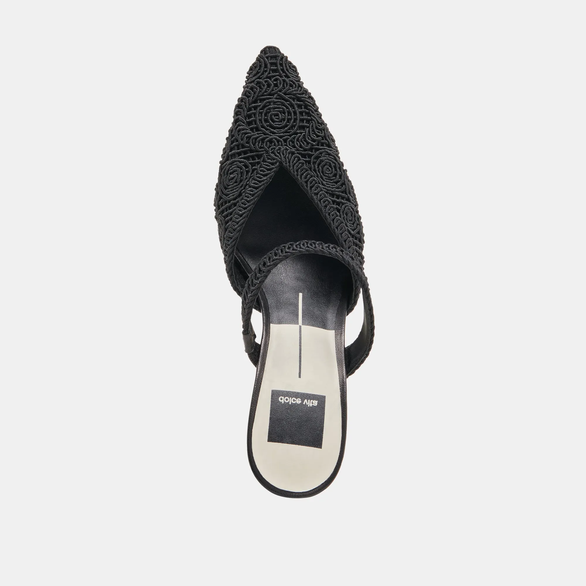 KASSY HEELS ONYX MACRAME