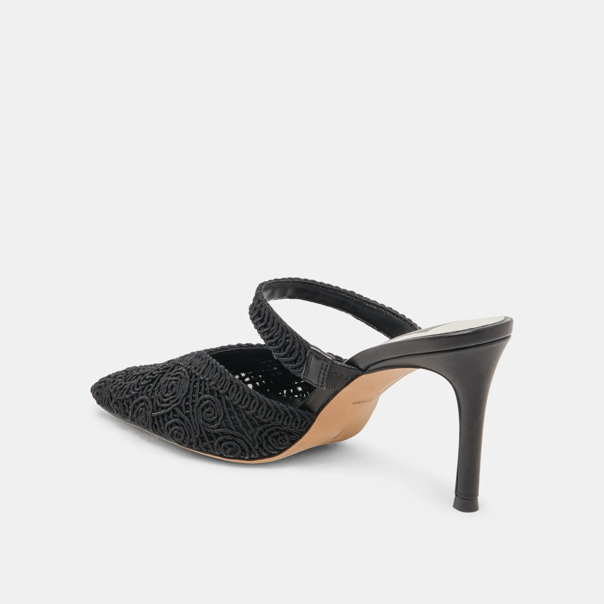 KASSY HEELS ONYX MACRAME