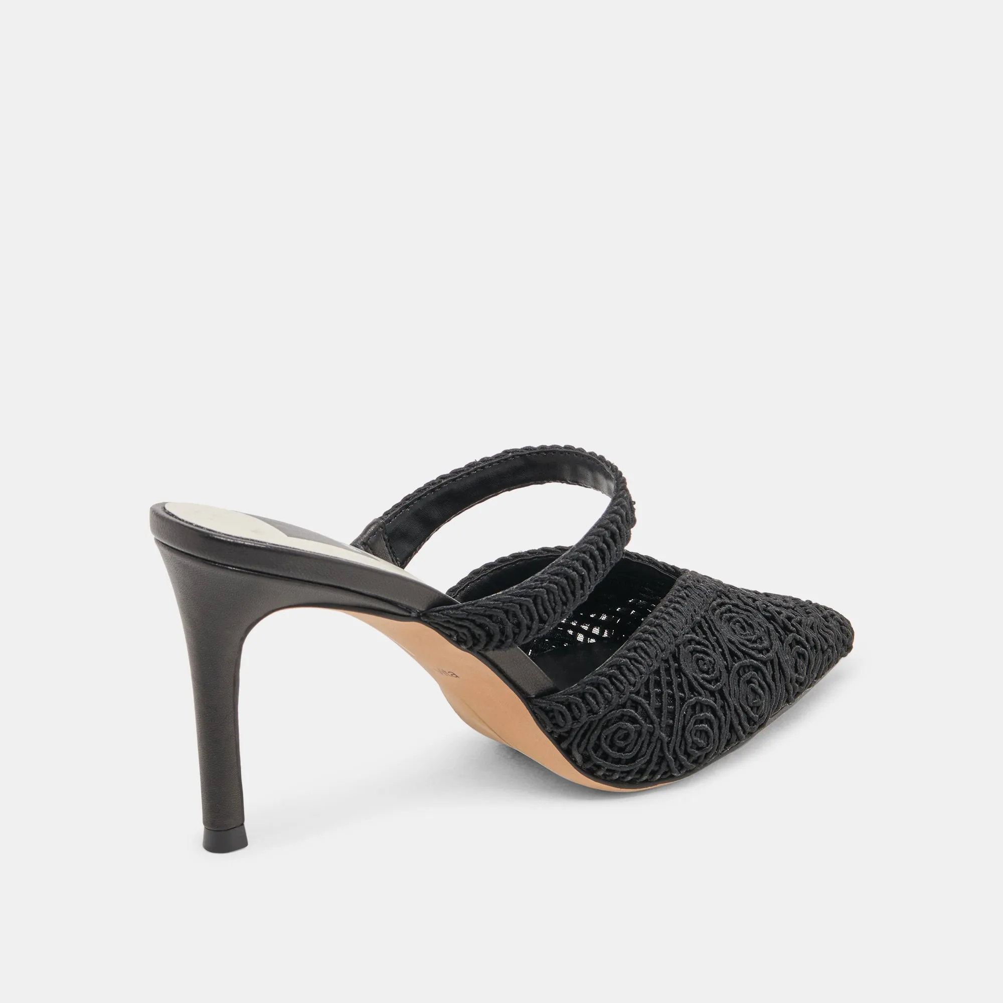 KASSY HEELS ONYX MACRAME