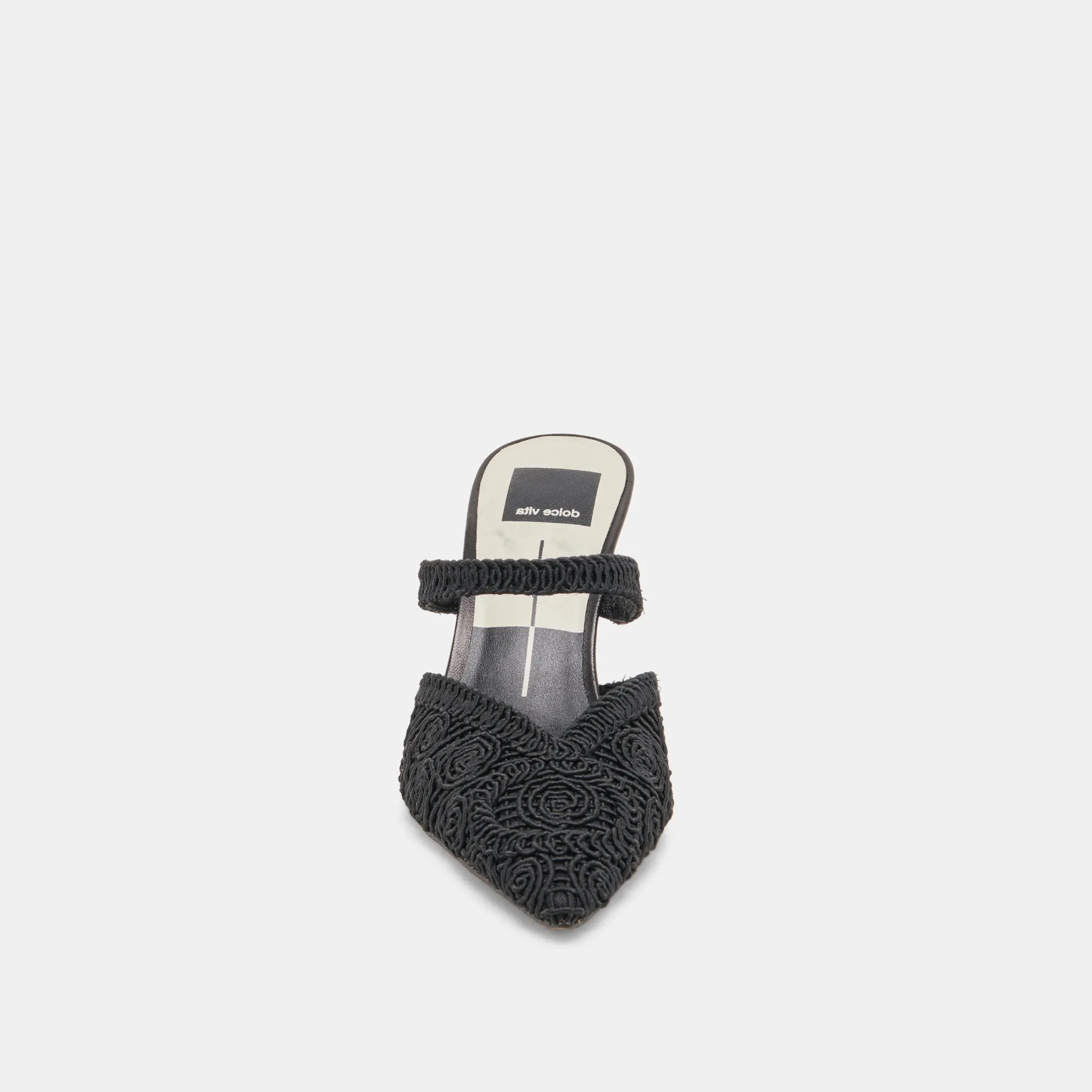 KASSY HEELS ONYX MACRAME