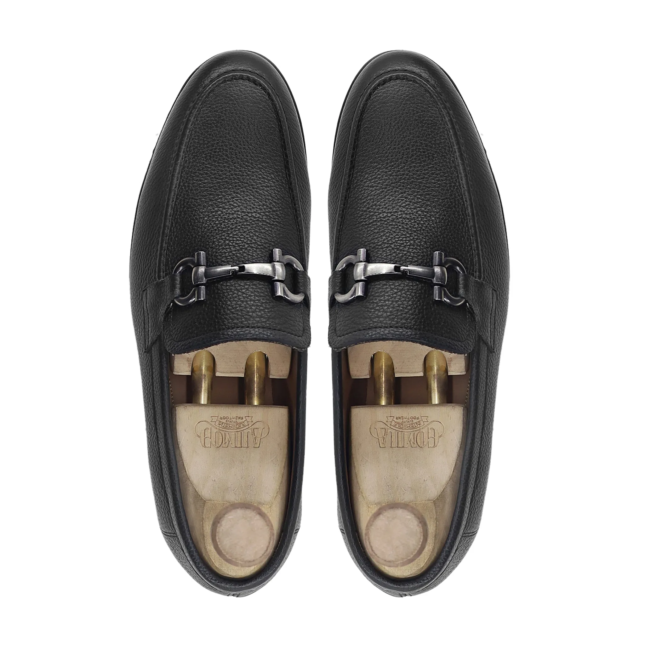 Keitaro - Men's Black Pebble Grain Leather Loafer