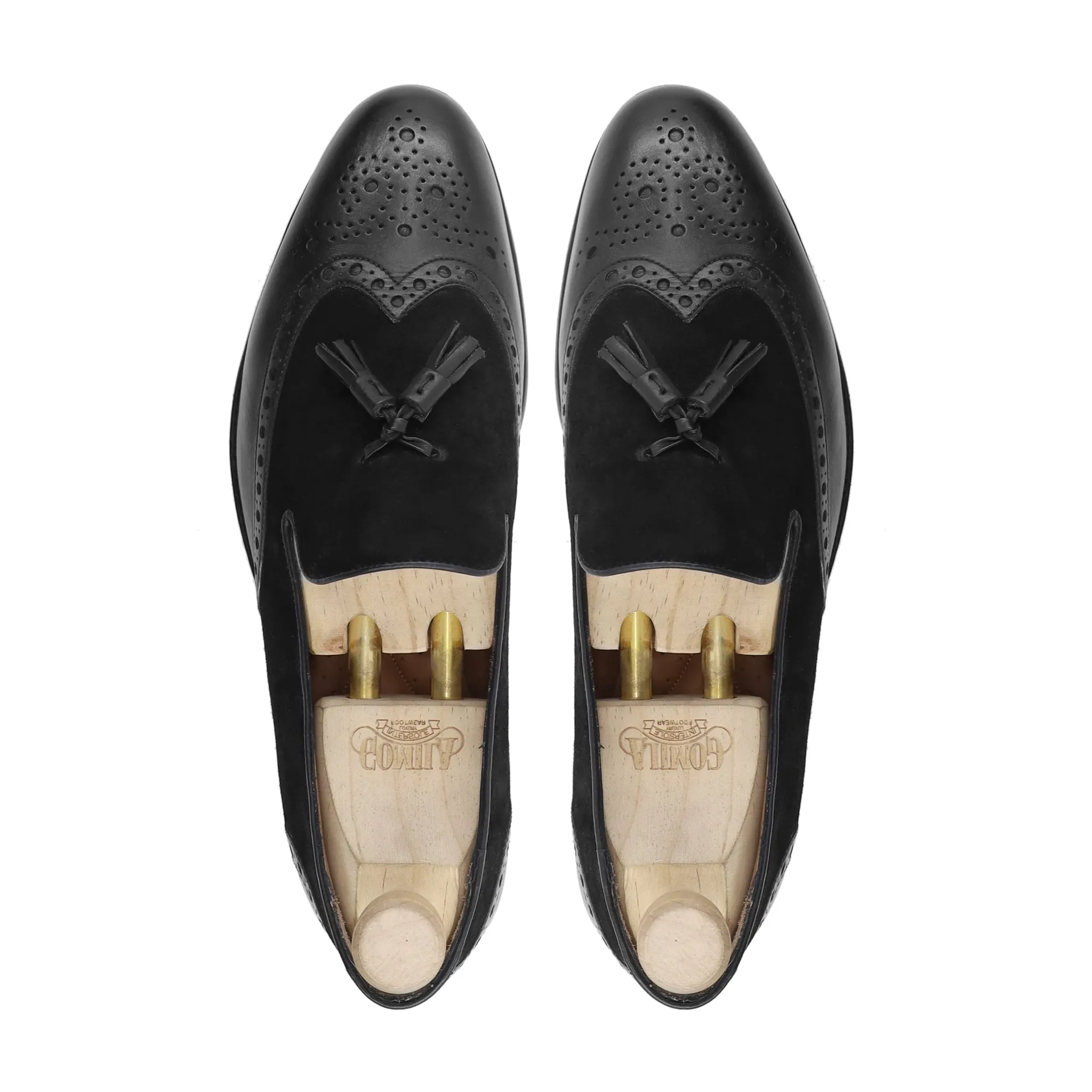 Kstovo - Men's Black Calf and Kid Suede Loafer