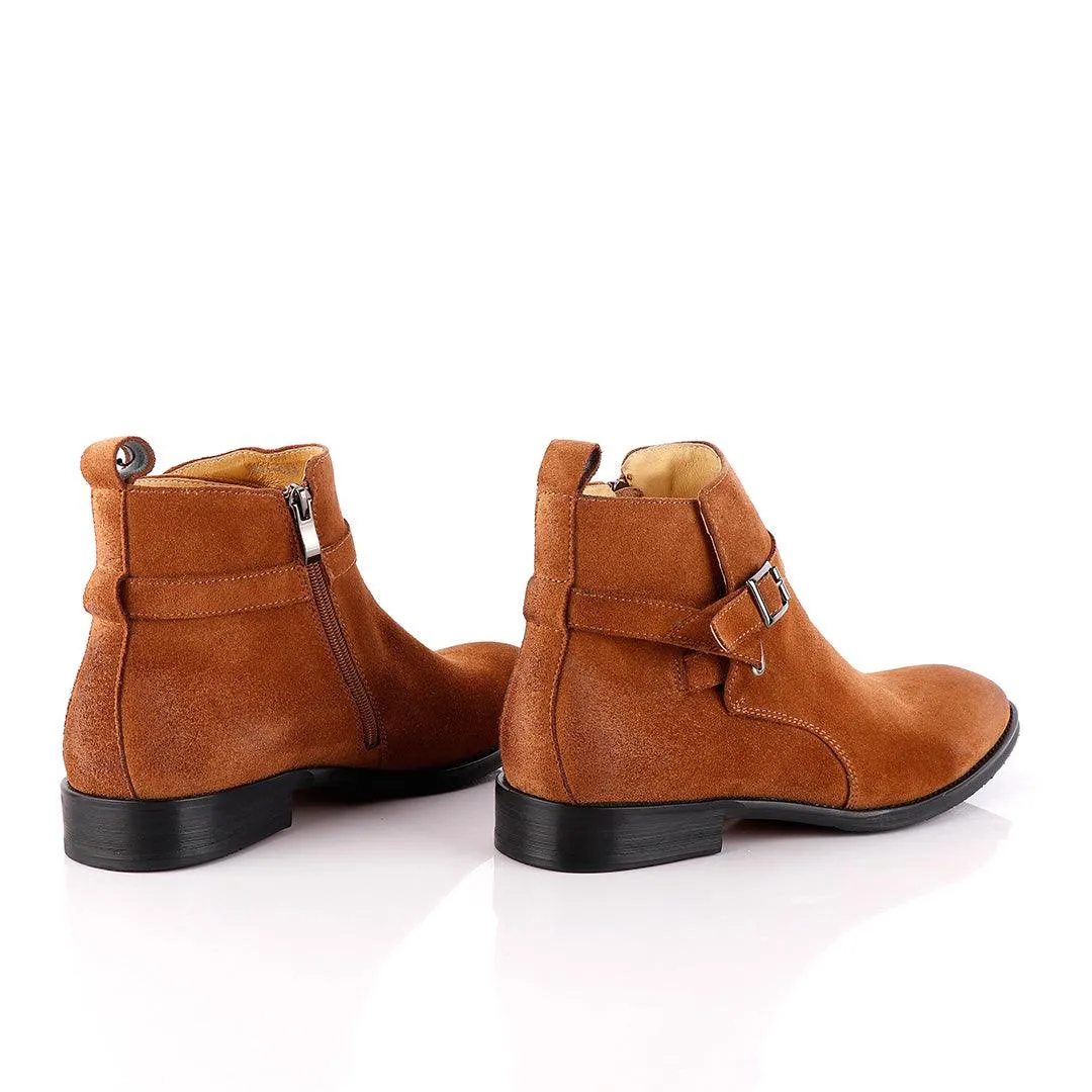 Massimo Dutti Buckle Chelsea Strap up Black Brown Shoe