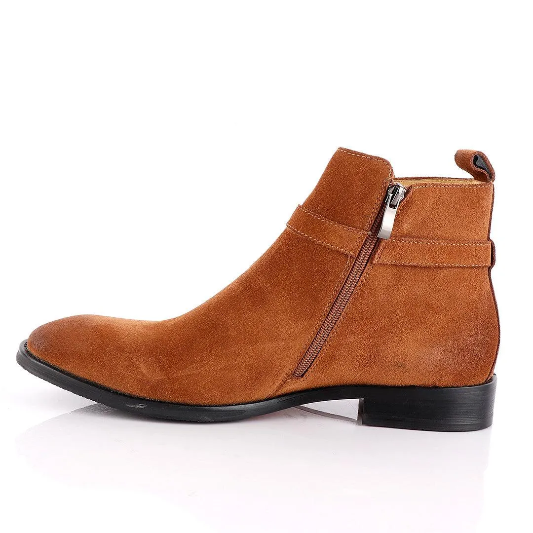 Massimo Dutti Buckle Chelsea Strap up Black Brown Shoe