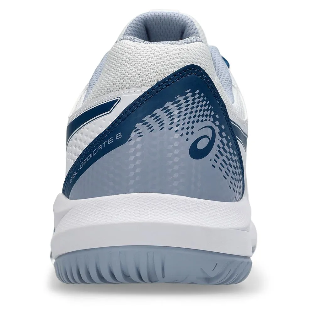 Mens Gel-Dedicate 8 Tennis Shoes White and Mako Blue