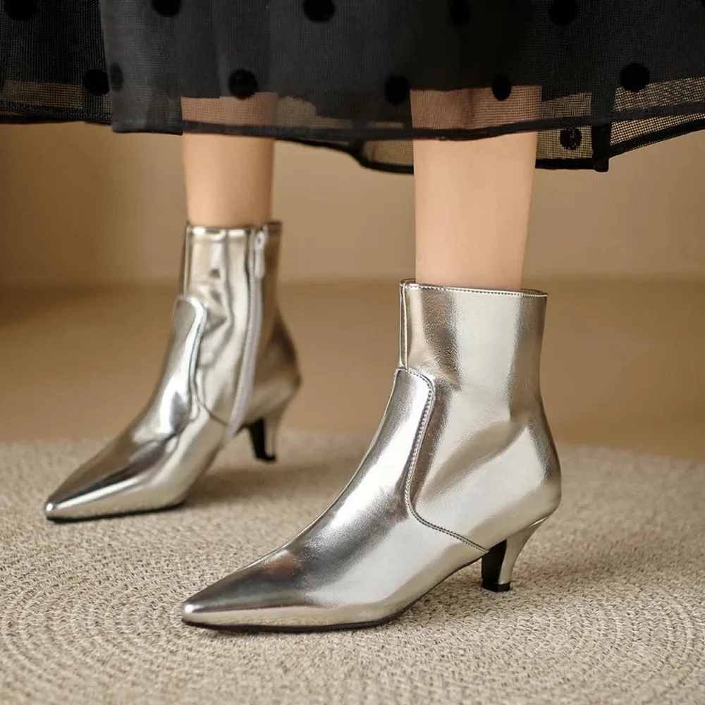 Merendy Tartora Kitten heels Mirror ankle boots