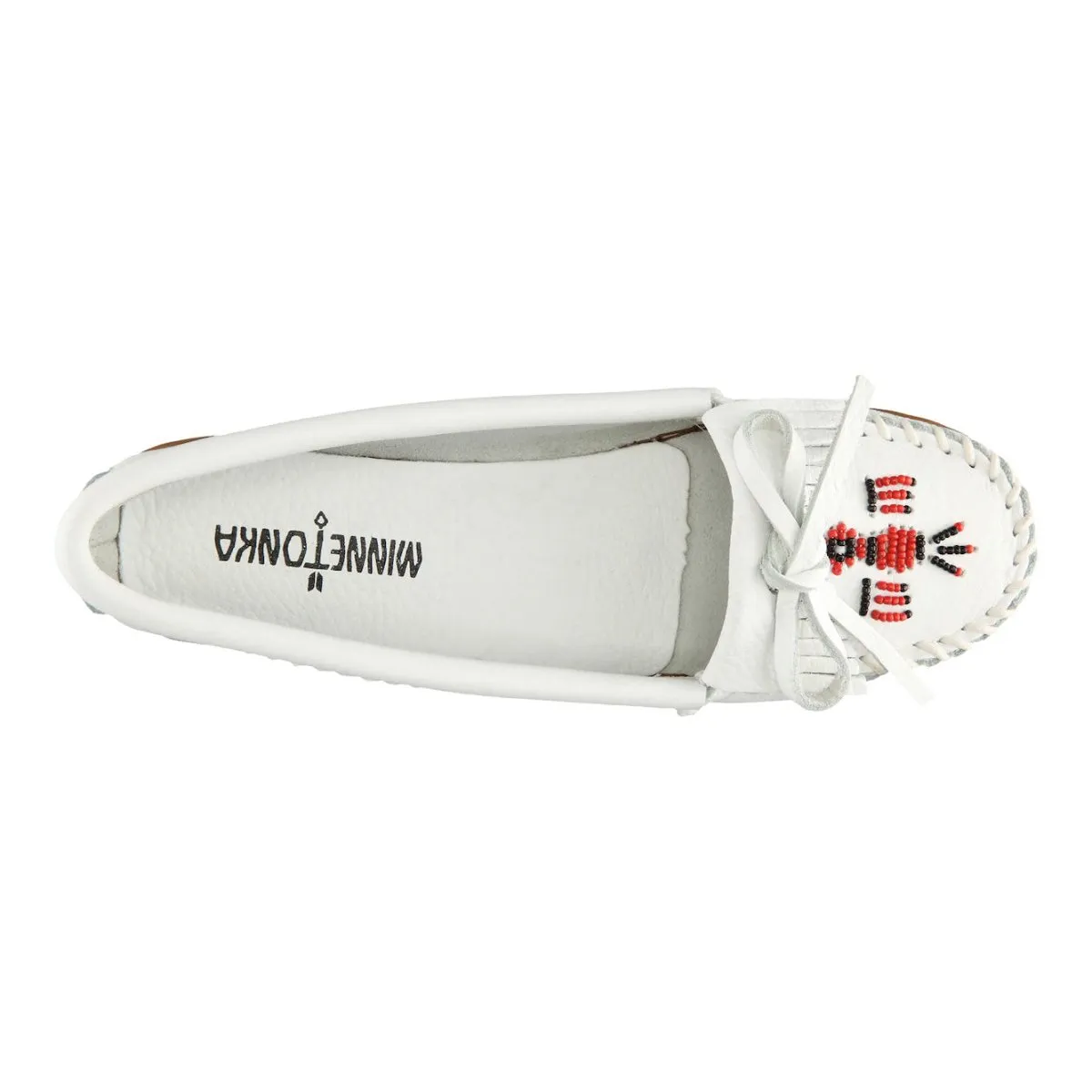 Minnetonka Women's 604 Thunderbird II White Beaded Moc