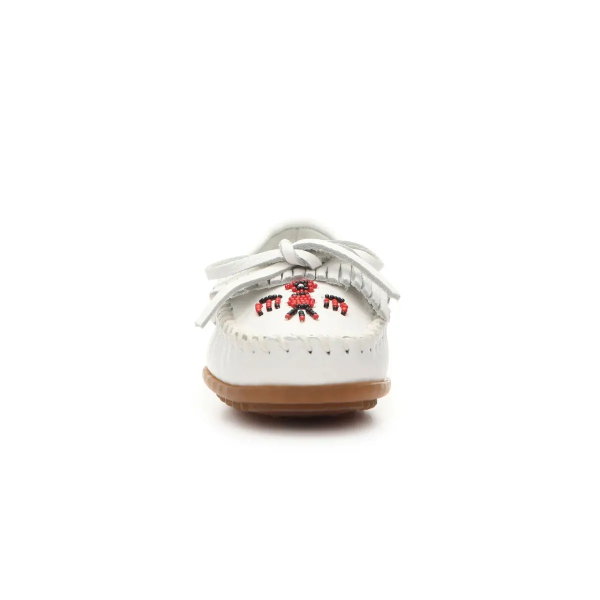 Minnetonka Women's 604 Thunderbird II White Beaded Moc