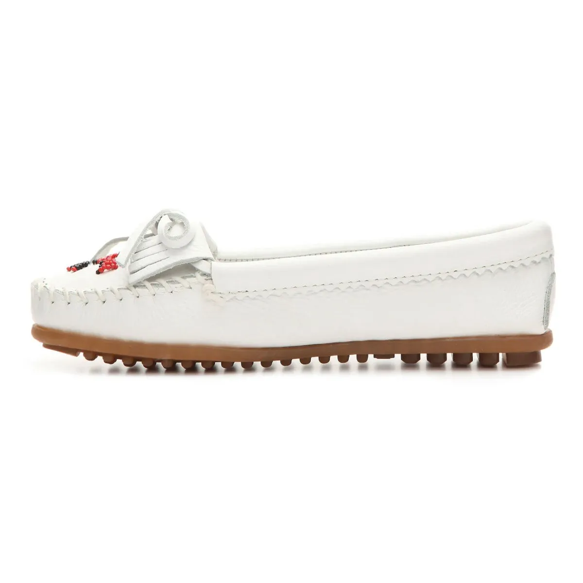 Minnetonka Women's 604 Thunderbird II White Beaded Moc