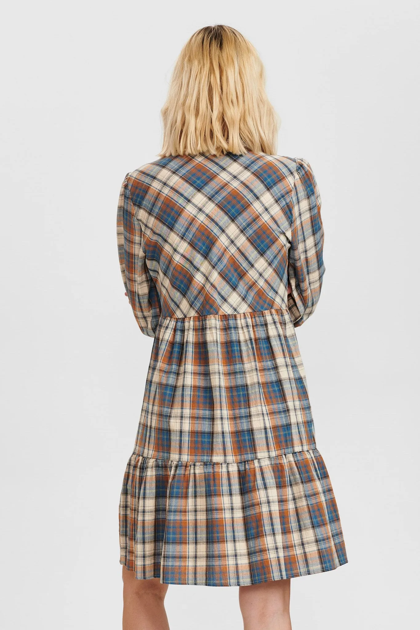 NUBIAS CHECK DRESS  - Airy Blue