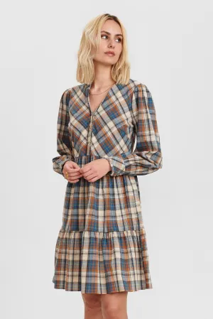 NUBIAS CHECK DRESS  - Airy Blue
