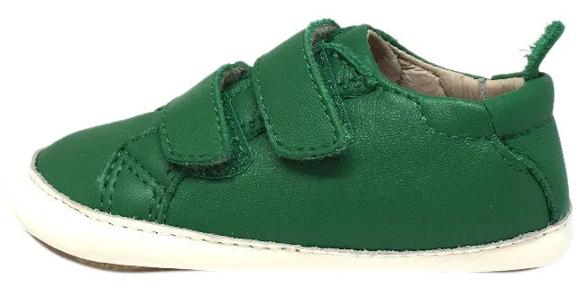 Old Soles 113R Boy's and Girl's Green Bambini Soft Leather Double Strap First Walker Sneaker Shoe