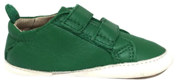 Old Soles 113R Boy's and Girl's Green Bambini Soft Leather Double Strap First Walker Sneaker Shoe