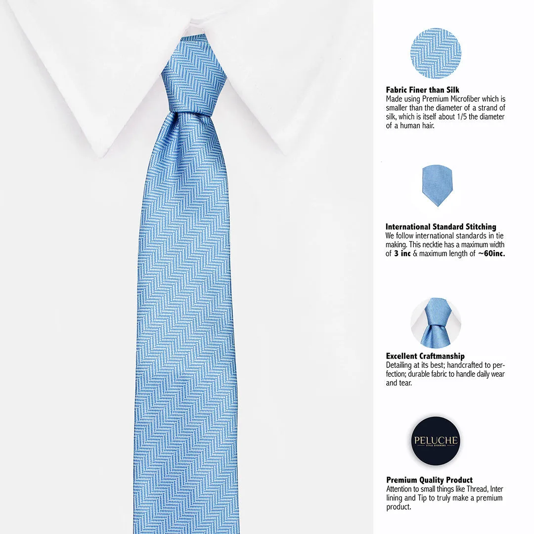 Peluche Appealing Blue Neck Tie & Pocket Square Set for Men