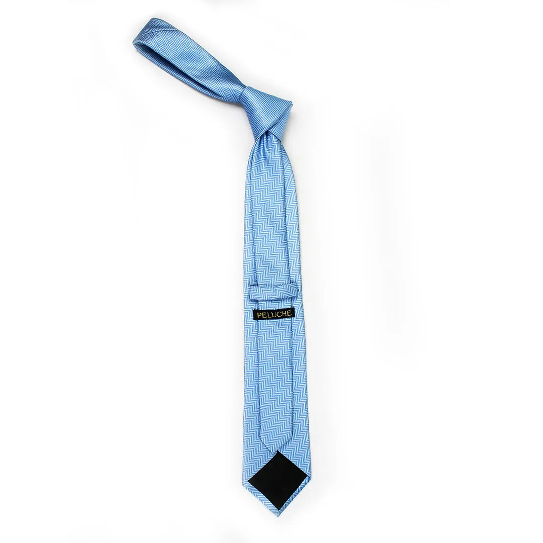 Peluche Appealing Blue Neck Tie & Pocket Square Set for Men