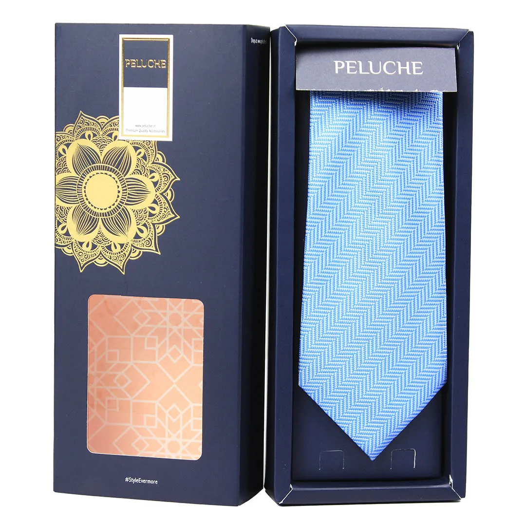 Peluche Appealing Blue Neck Tie & Pocket Square Set for Men
