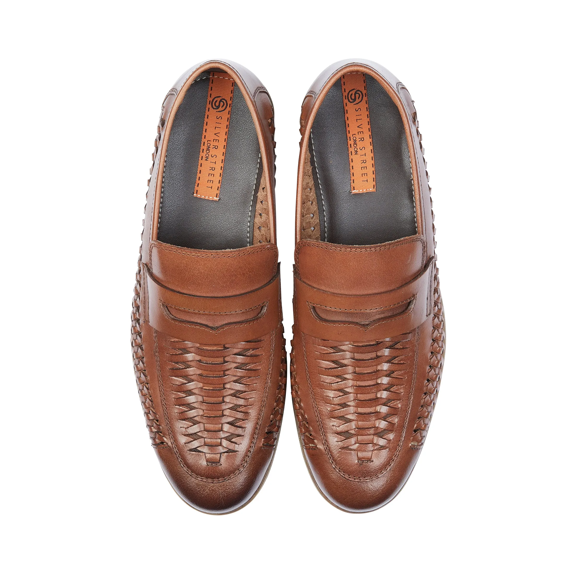Perth Leather Woven Loafer - Brown