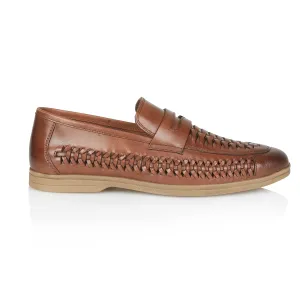 Perth Leather Woven Loafer - Brown