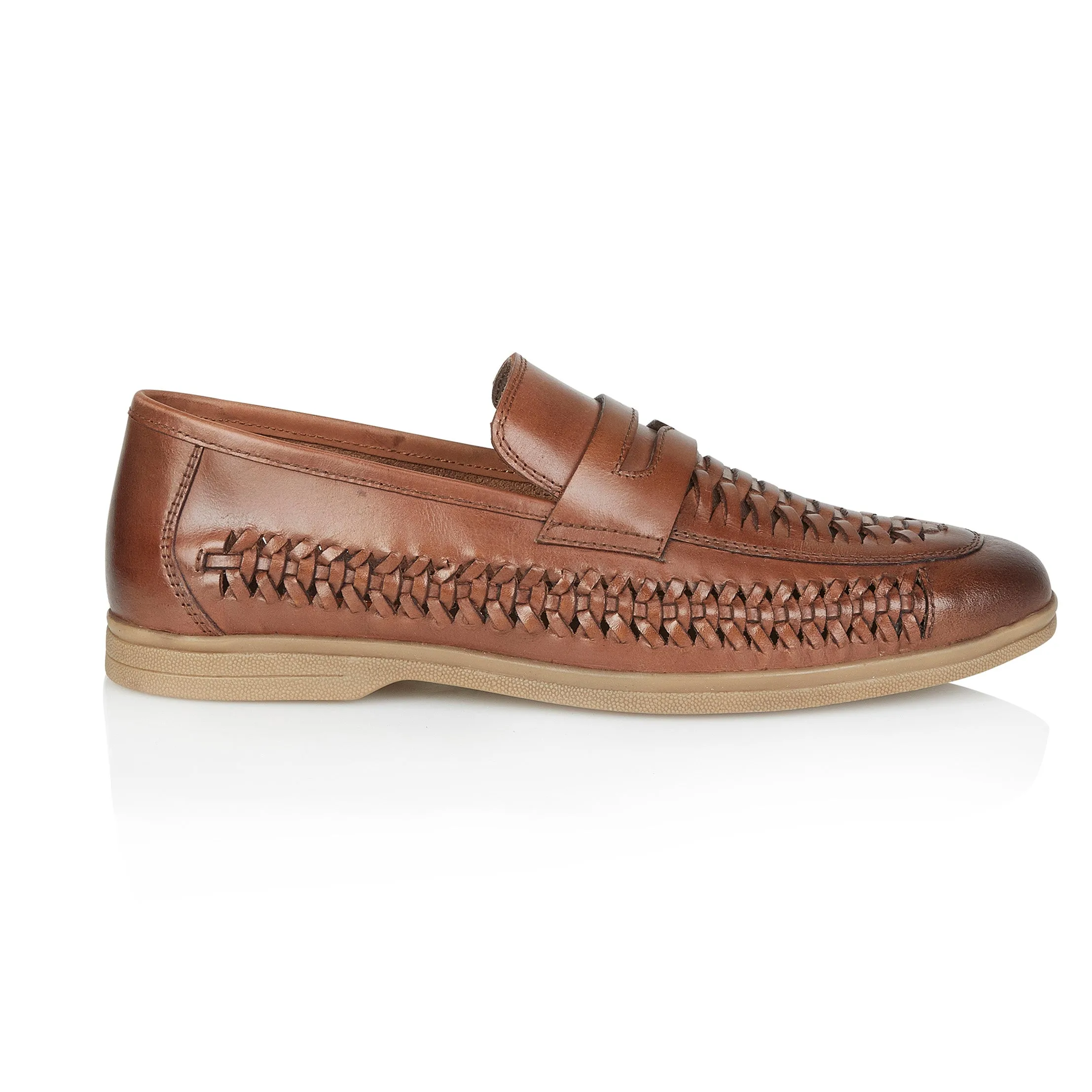 Perth Leather Woven Loafer - Brown