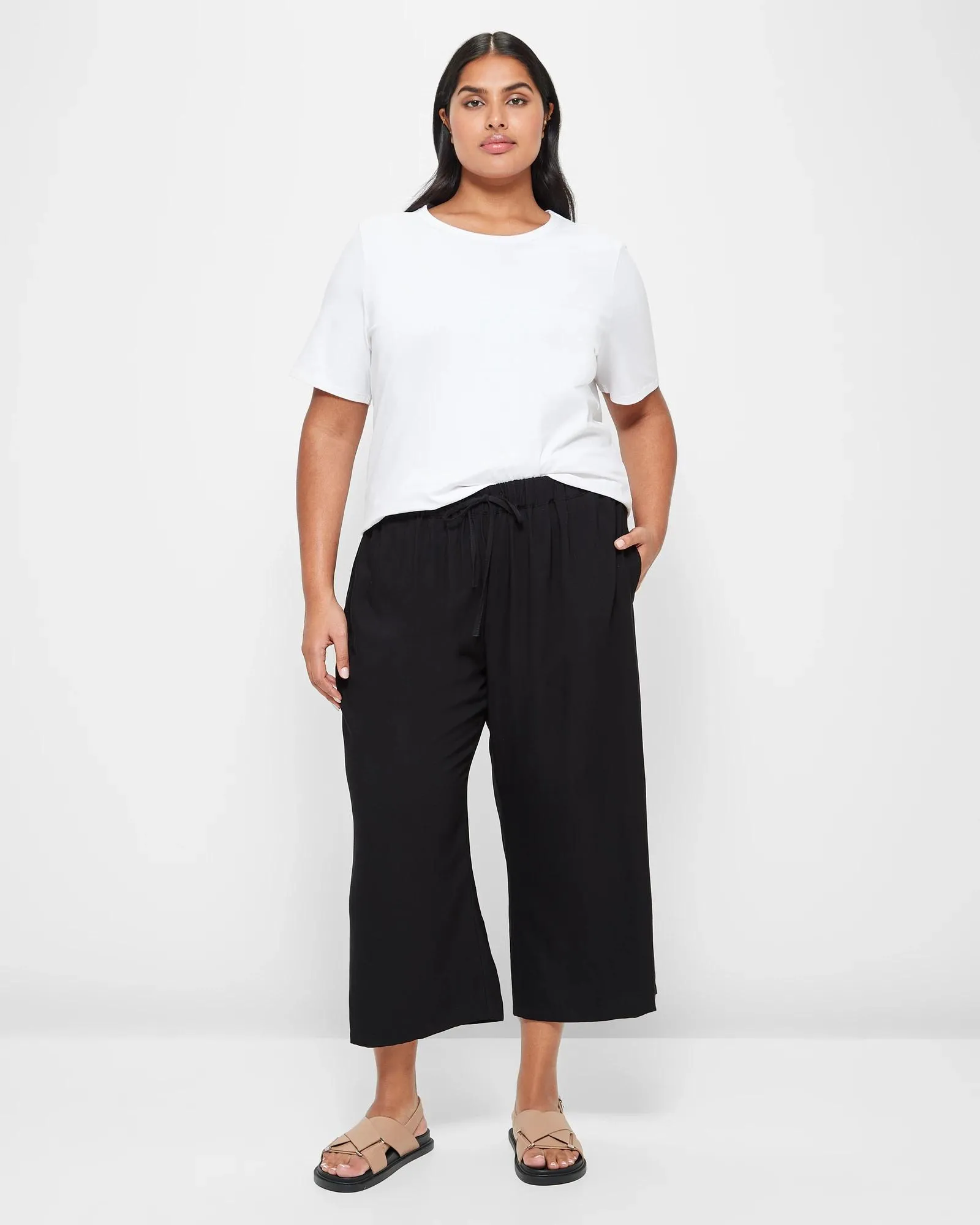 popular  Plus Size Cropped Culotte Pants
