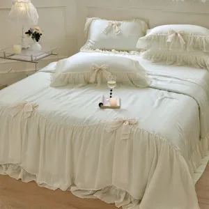 Ribbon Bow Airy Lace Blanket Comforter Set / Mint Green