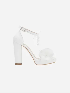 Selena Pearl Platform Floral Wedding Shoes | Ivory