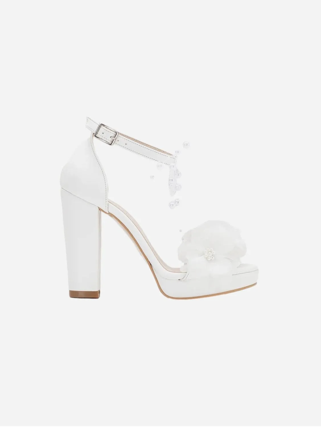 Selena Pearl Platform Floral Wedding Shoes | Ivory
