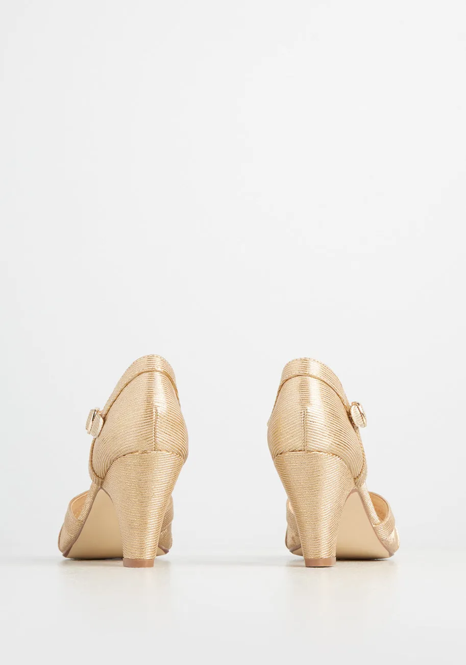 Spinning Gold Ankle Strap Heel