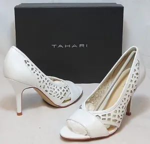 TAHARI Women's Liquorice  Leather Pumps - White/Clear - 6.5M
