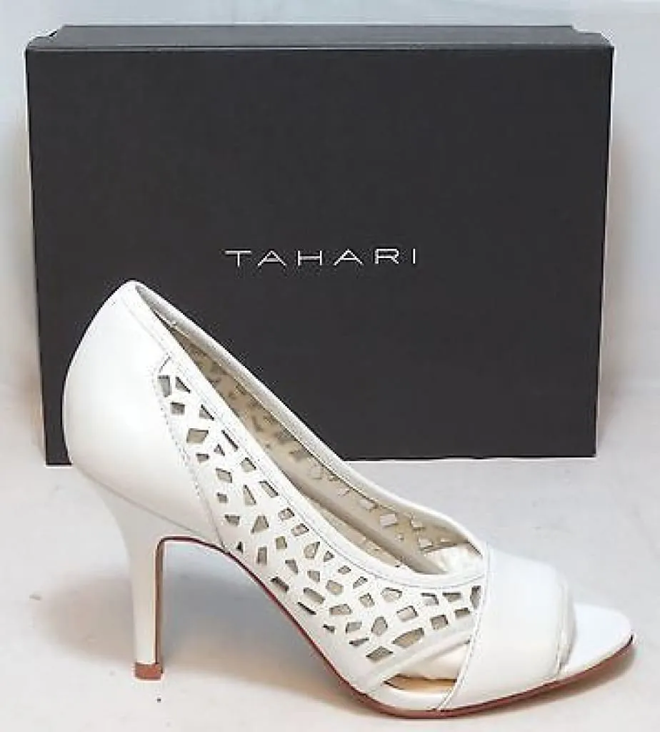TAHARI Women's Liquorice  Leather Pumps - White/Clear - 6.5M