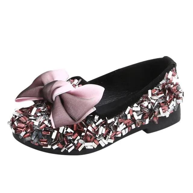 Toddler Infant Kids Baby Girls Bow Crystal Bling Casual Princess Shoes Loafers New arrival 2019
