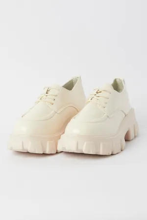 White Chunky Sole Flat Loafers