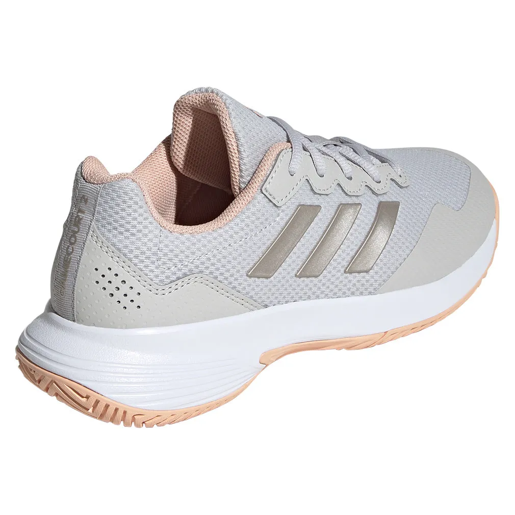 Women`s GameCourt 2 Tennis Shoes Grey One and Cyber Metallic