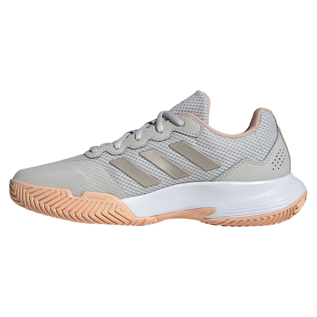 Women`s GameCourt 2 Tennis Shoes Grey One and Cyber Metallic