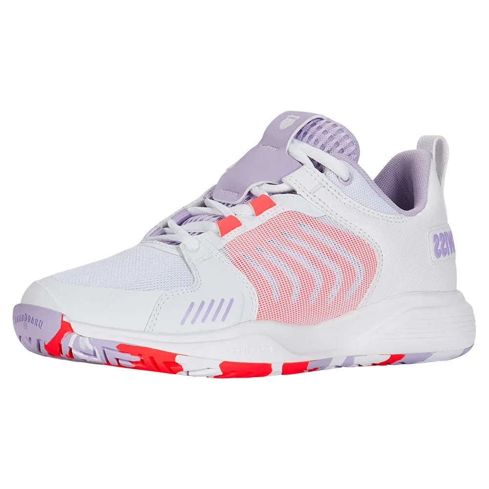Women`s Ultrashot Team Tennis Shoes White and Orchid Petal